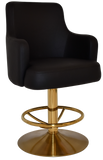 Trump Gaming Stool Brass Disc Base + Black Vinyl - Richmond Office Furniture