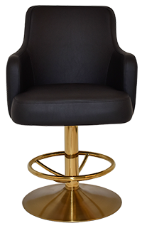 Trump Gaming Stool Brass Disc Base + Black Vinyl - Richmond Office Furniture