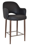 Albury Arm Stool 65cm Light Walnut Metal Leg - Richmond Office Furniture