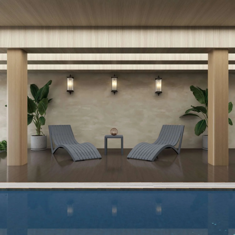 3 piece package slim sun lounger and ocean side table