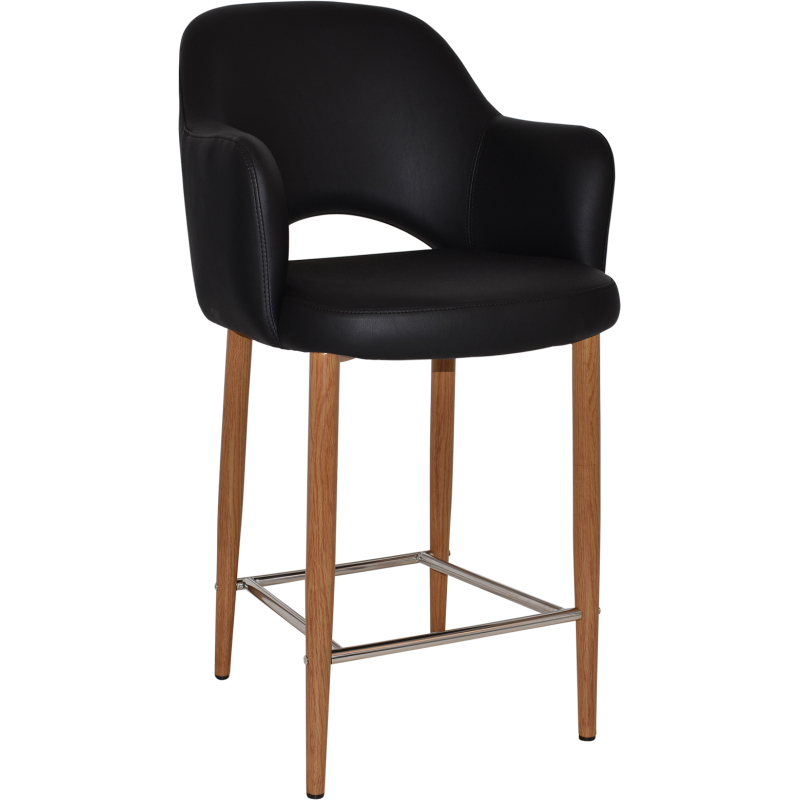 Albury Arm Stool 65cm Light Oak Metal Leg - Image 14