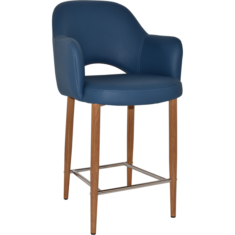 Albury Arm Stool 65cm Light Oak Metal Leg - Image 15