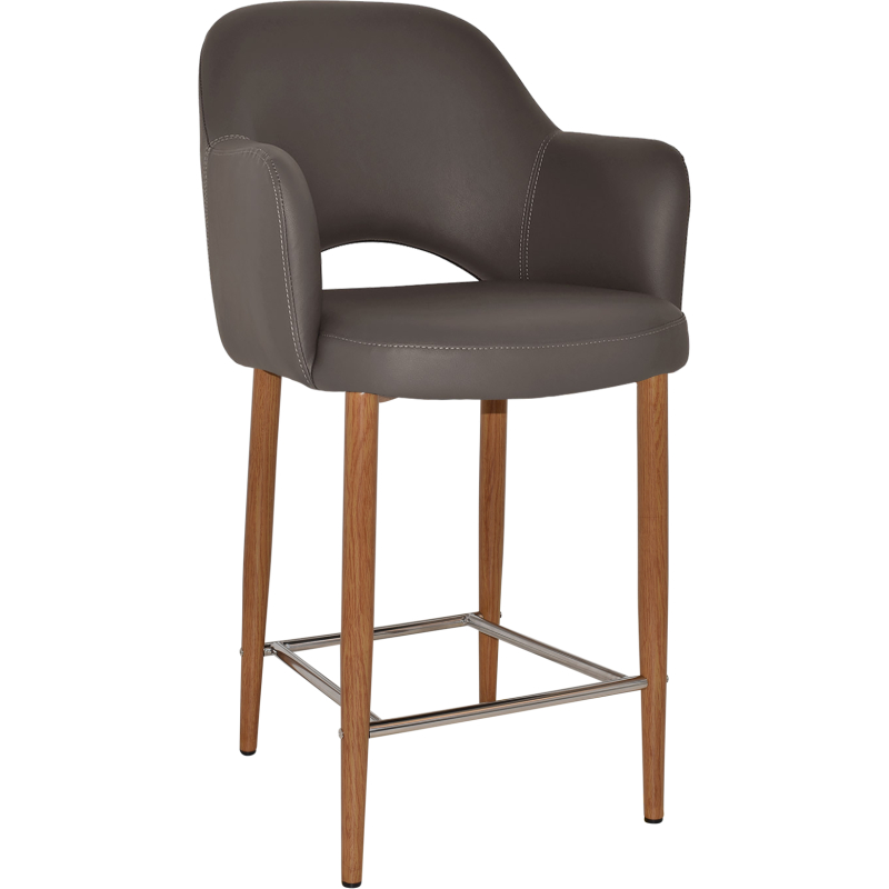 Albury Arm Stool 65cm Light Oak Metal Leg - Image 16
