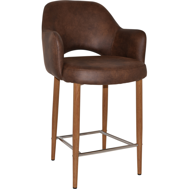 Albury Arm Stool 65cm Light Oak Metal Leg - Image 10