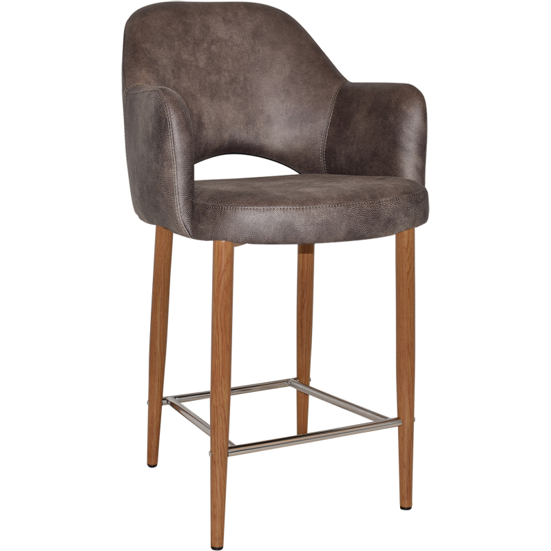 Albury Arm Stool 65cm Light Oak Metal Leg - Image 11