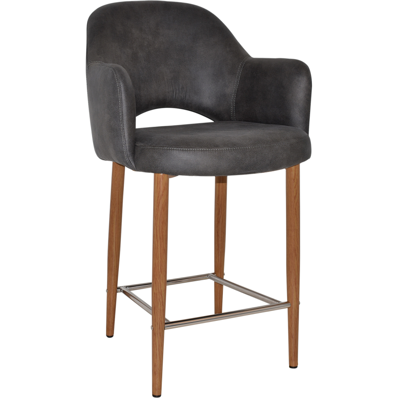 Albury Arm Stool 65cm Light Oak Metal Leg - Image 12