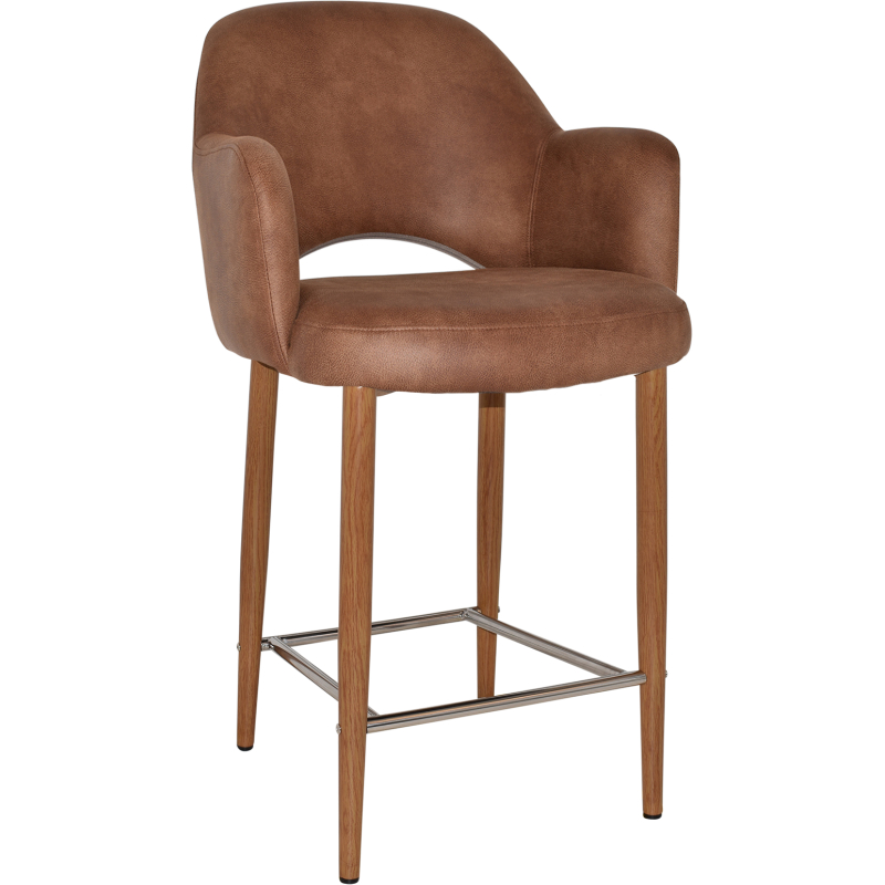 Albury Arm Stool 65cm Light Oak Metal Leg - Image 13