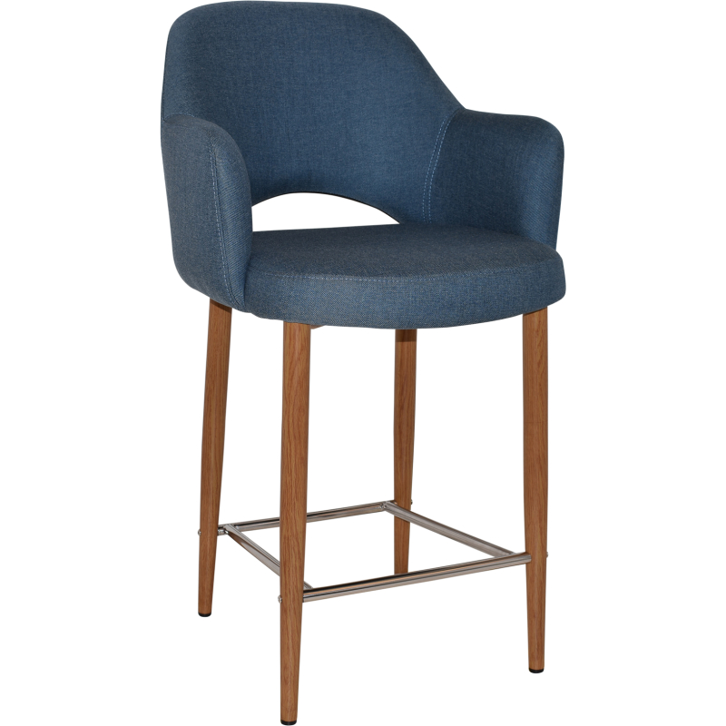 Albury Arm Stool 65cm Light Oak Metal Leg - Image 8