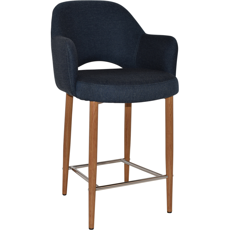 Albury Arm Stool 65cm Light Oak Metal Leg - Image 6