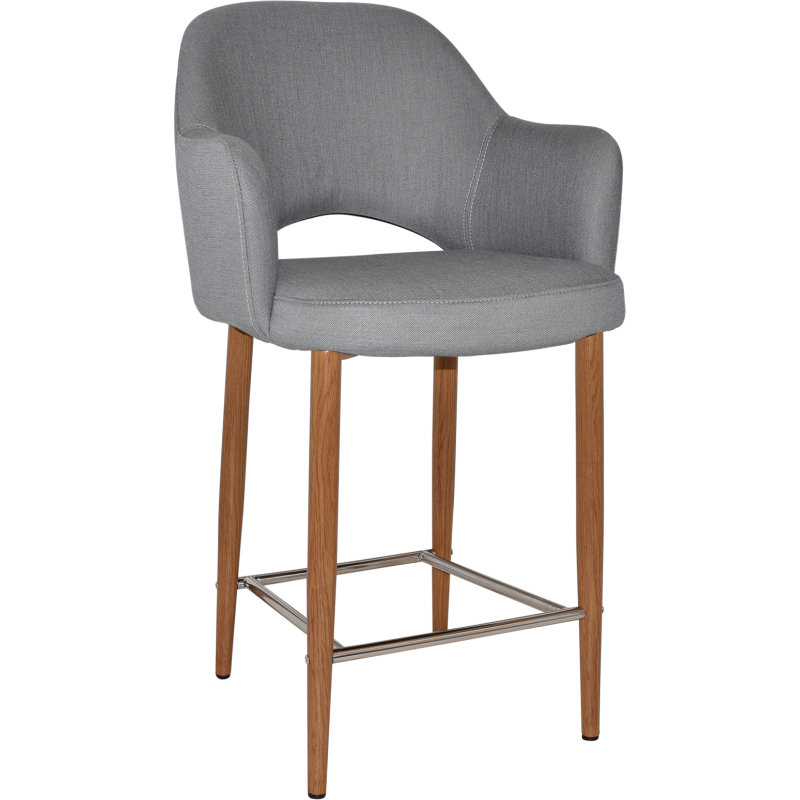 Albury Arm Stool 65cm Light Oak Metal Leg - Image 9