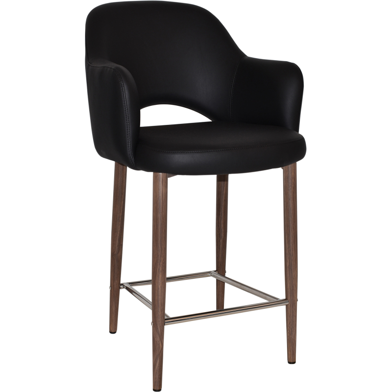 Albury Arm Stool 65cm Light Walnut Metal Leg - Image 14