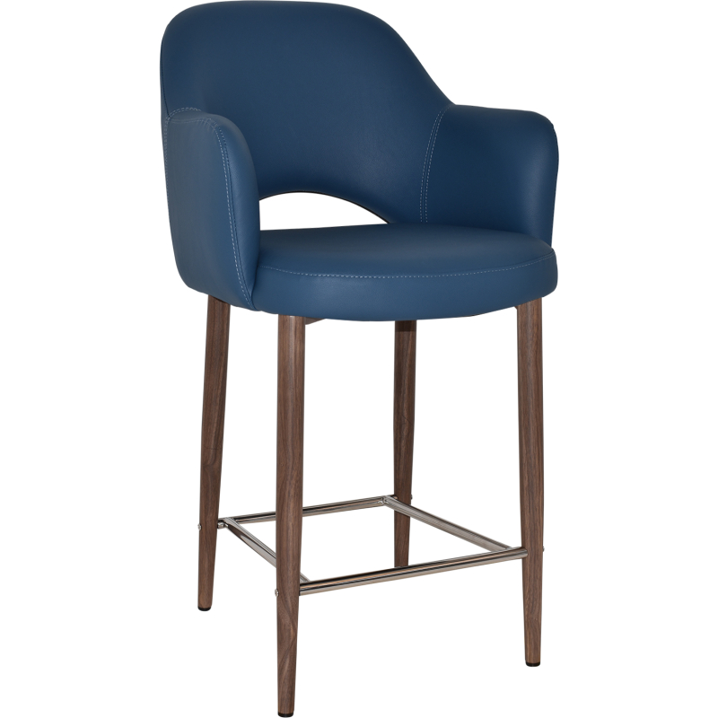 Albury Arm Stool 65cm Light Walnut Metal Leg - Image 15