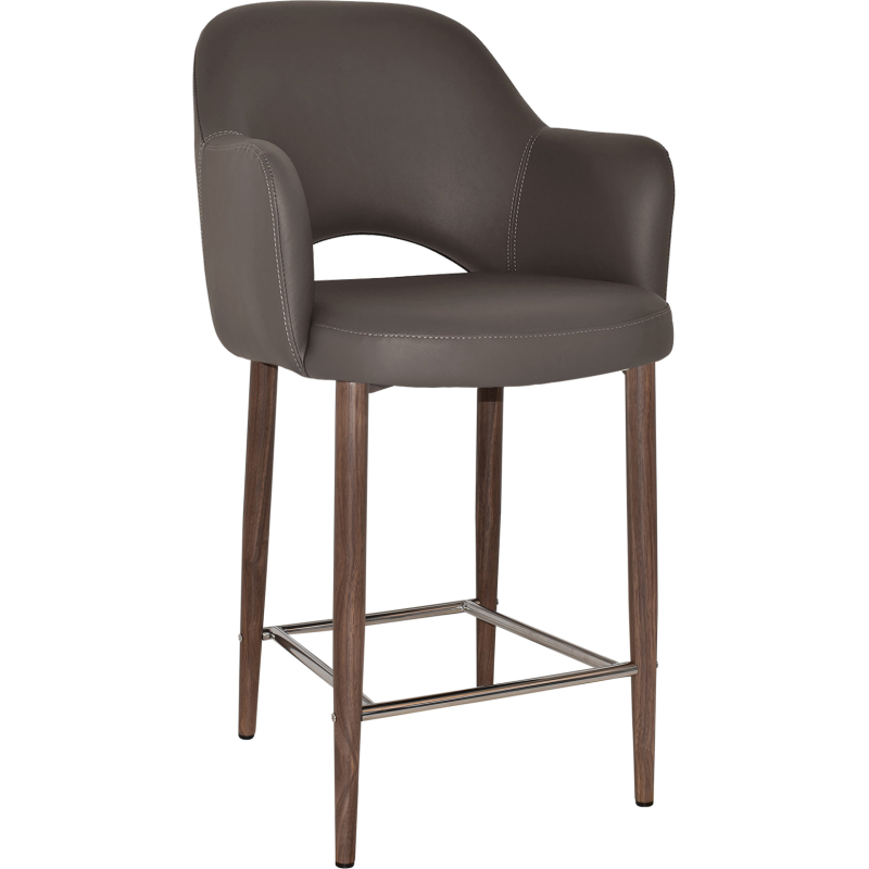 Albury Arm Stool 65cm Light Walnut Metal Leg - Image 16
