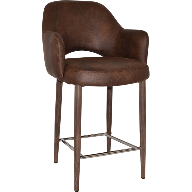Albury Arm Stool 65cm Light Walnut Metal Leg - Image 10