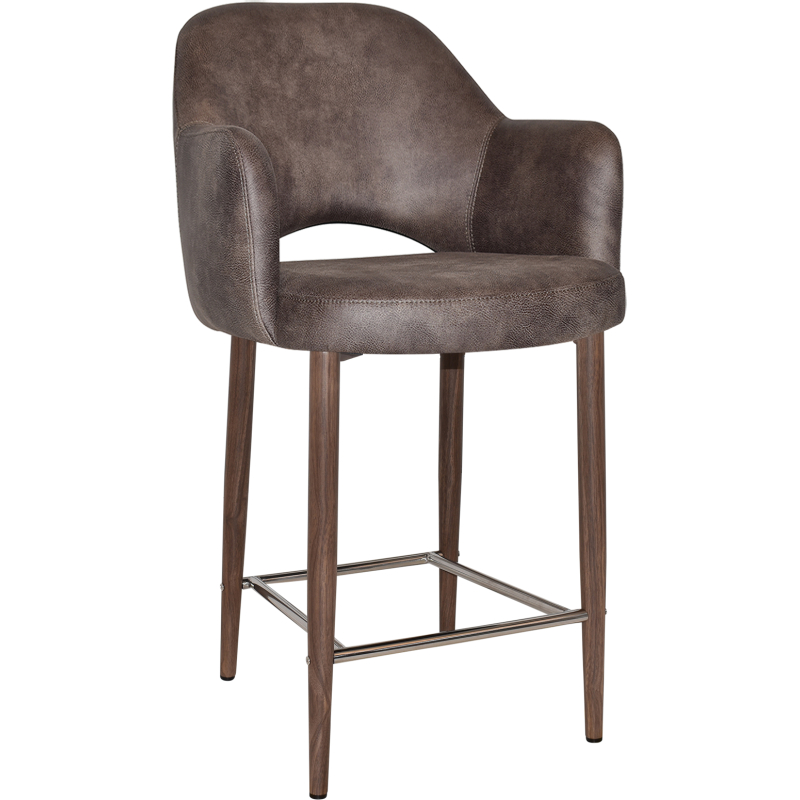 Albury Arm Stool 65cm Light Walnut Metal Leg - Image 11