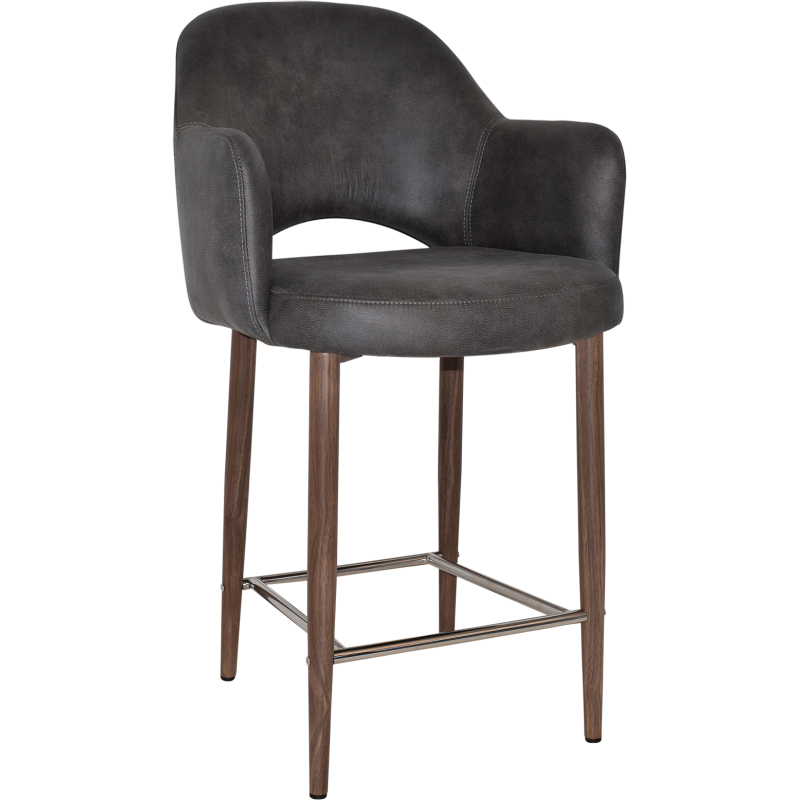 Albury Arm Stool 65cm Light Walnut Metal Leg - Image 12