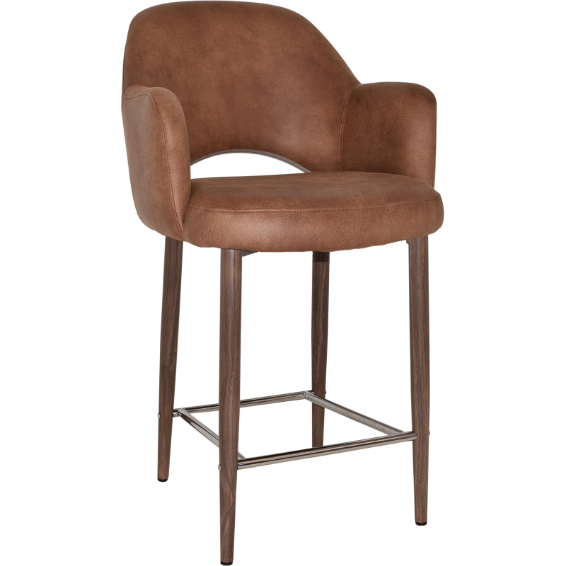 Albury Arm Stool 65cm Light Walnut Metal Leg - Image 13