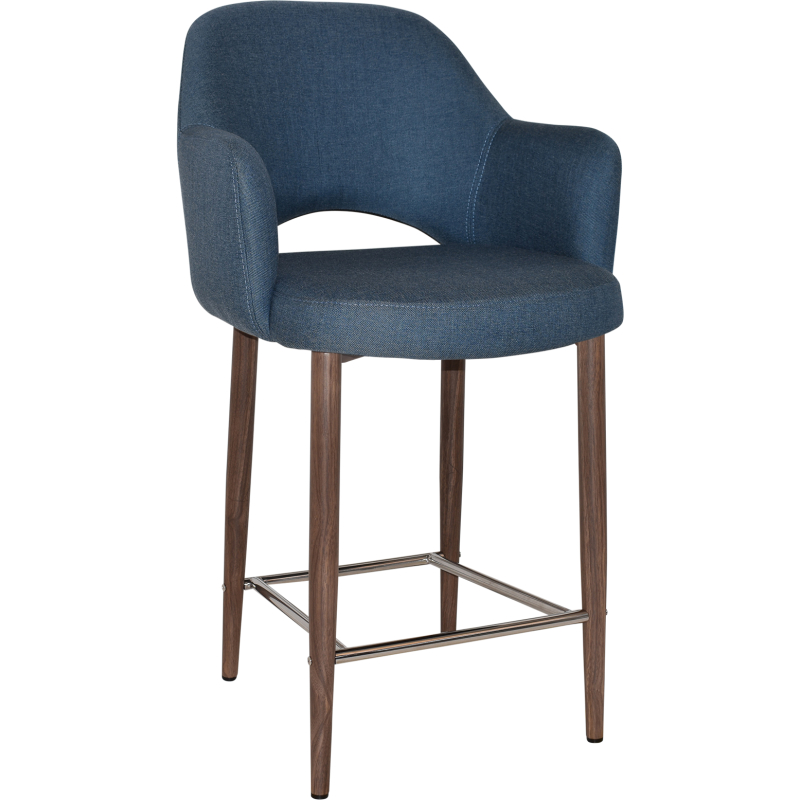 Albury Arm Stool 65cm Light Walnut Metal Leg - Image 8