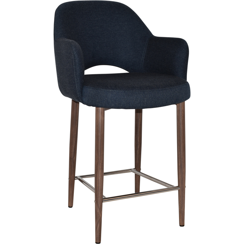 Albury Arm Stool 65cm Light Walnut Metal Leg - Image 6