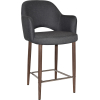Albury Arm Stool 65cm Light Walnut Metal Leg - Image 7