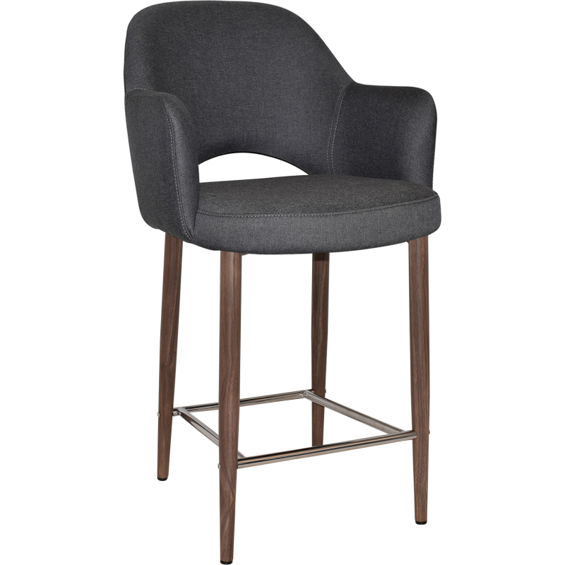 Albury Arm Stool 65cm Light Walnut Metal Leg - Image 7