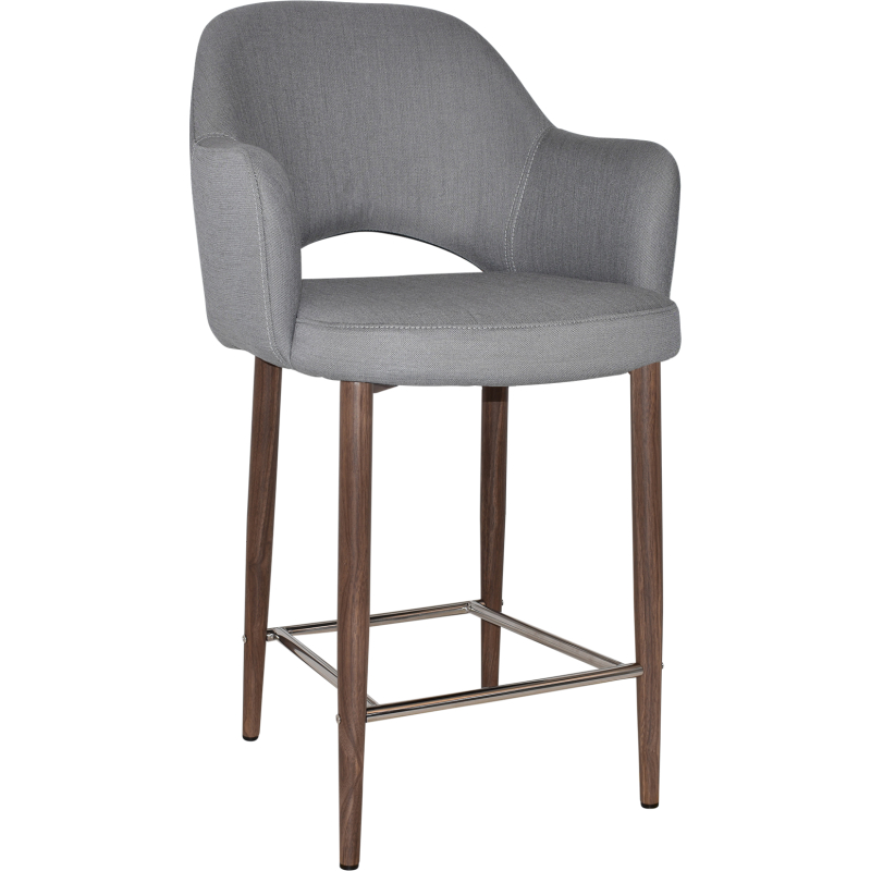 Albury Arm Stool 65cm Light Walnut Metal Leg - Image 9