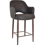 Albury Arm Stool 65cm Light Walnut Metal Leg