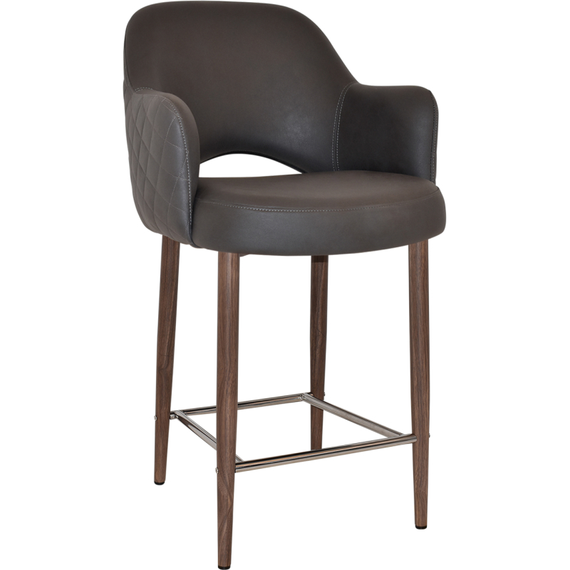 Albury Arm Stool 65cm Light Walnut Metal Leg