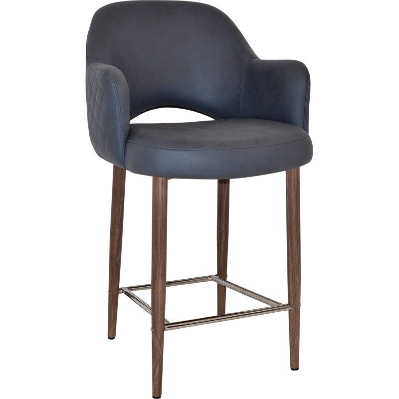 Albury Arm Stool 65cm Light Walnut Metal Leg - Image 4