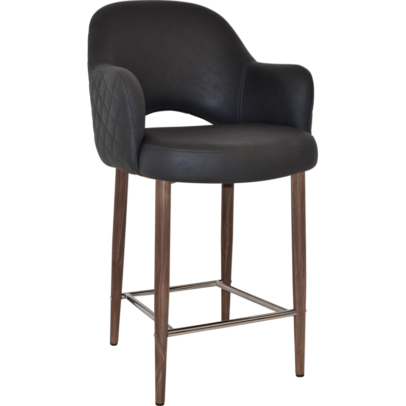 Albury Arm Stool 65cm Light Walnut Metal Leg - Image 2