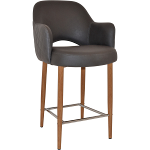 Albury Arm Stool 65cm Light Oak Metal Leg
