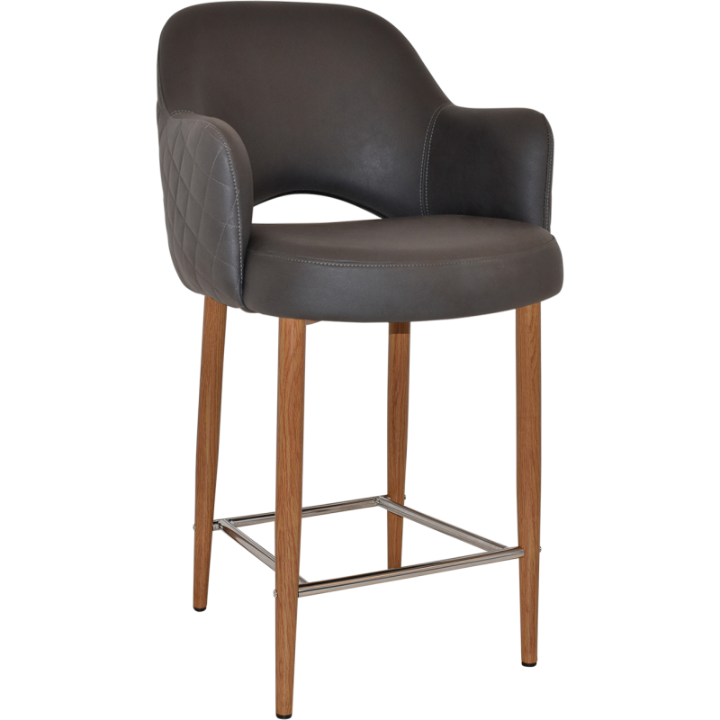Albury Arm Stool 65cm Light Oak Metal Leg