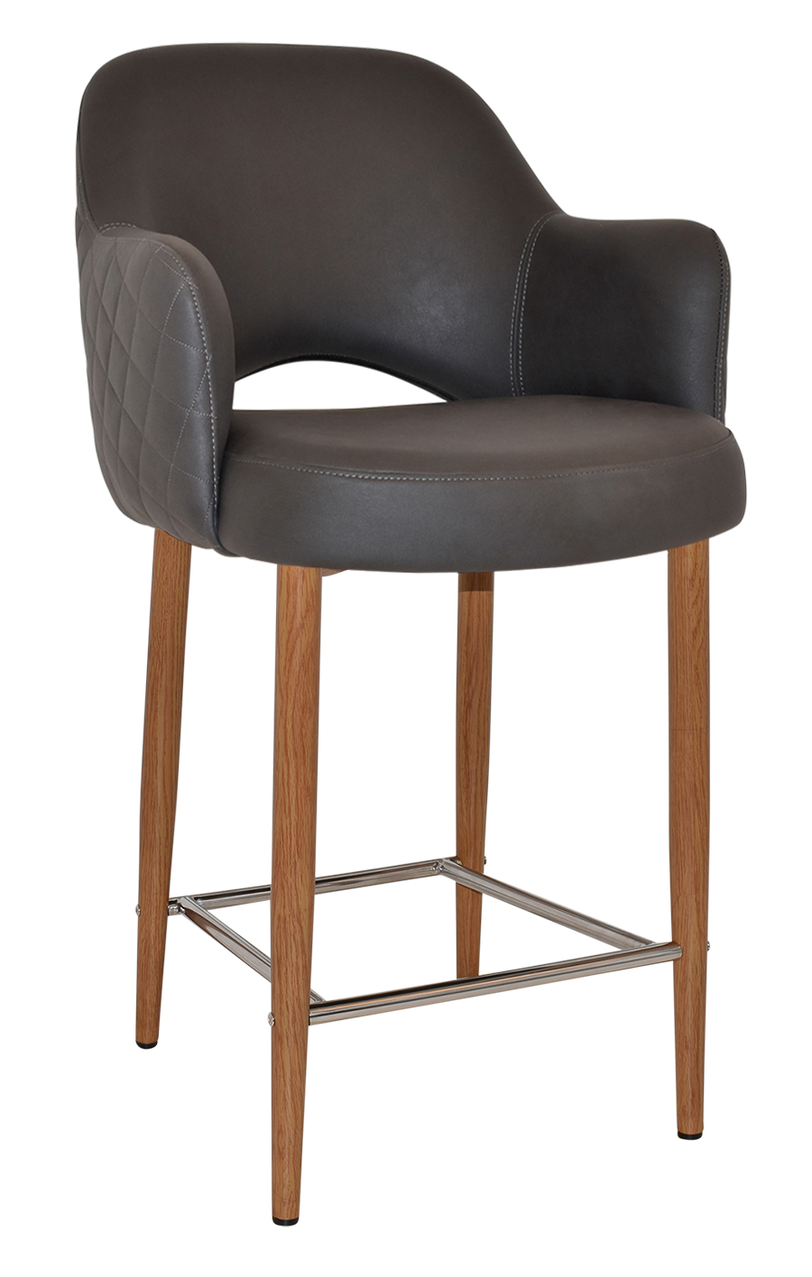 Albury Arm Stool 65cm Light Oak Metal Leg