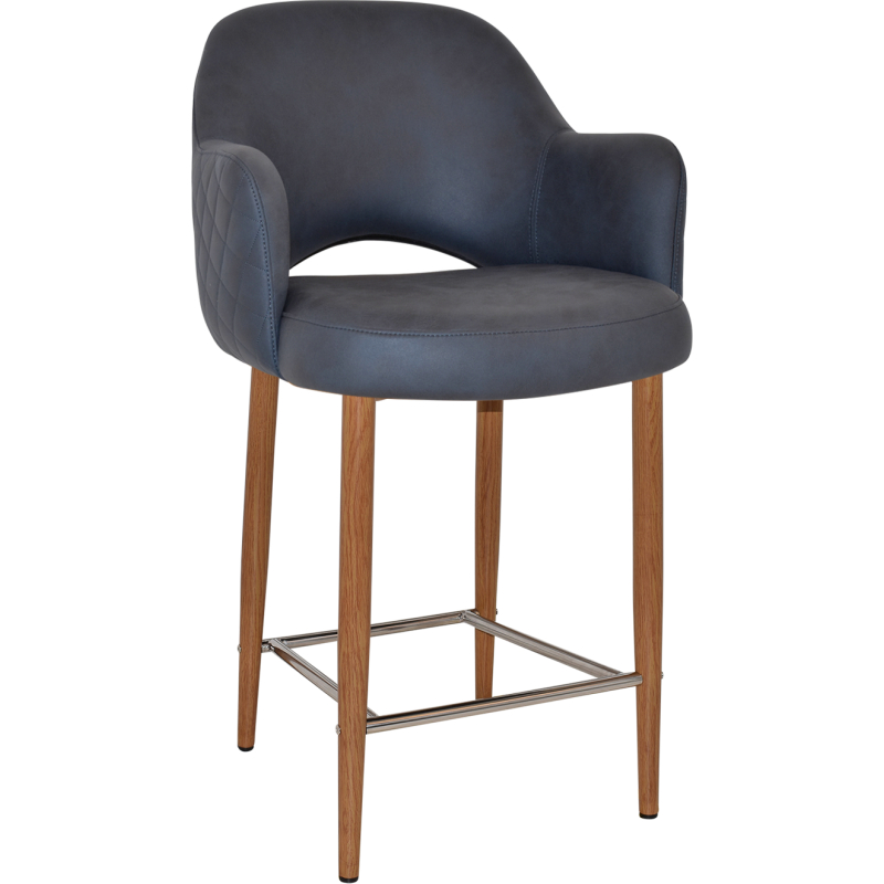 Albury Arm Stool 65cm Light Oak Metal Leg - Image 4