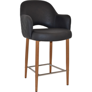 Alternative view of Albury Arm Stool 65cm Light Oak Metal Leg