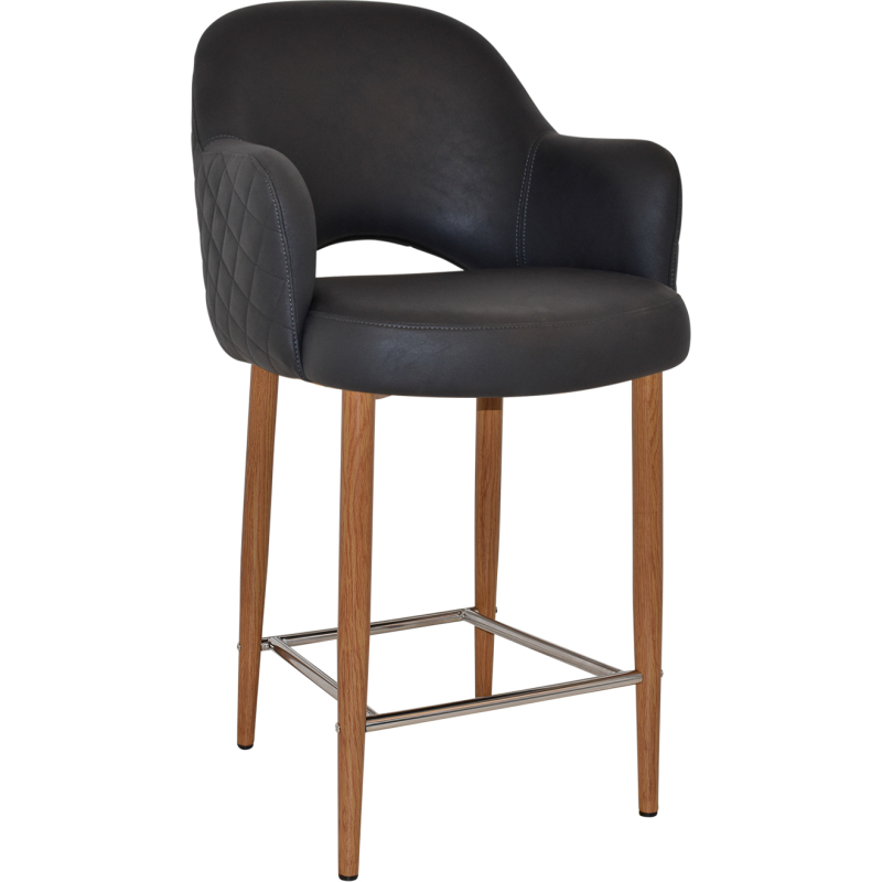 Albury Arm Stool 65cm Light Oak Metal Leg - Image 2