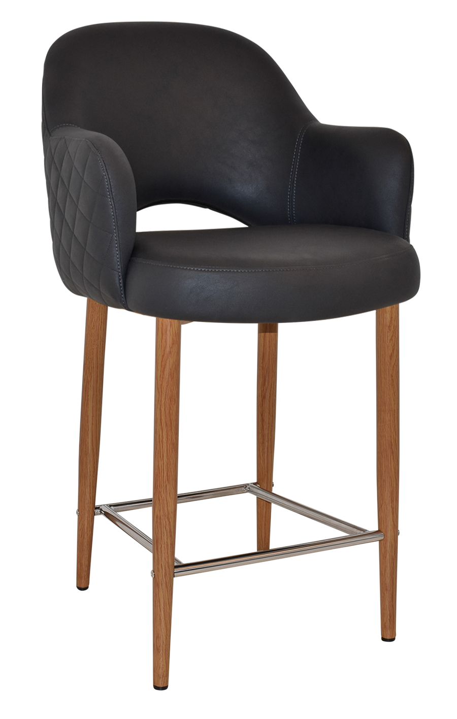 Alternative view of Albury Arm Stool 65cm Light Oak Metal Leg