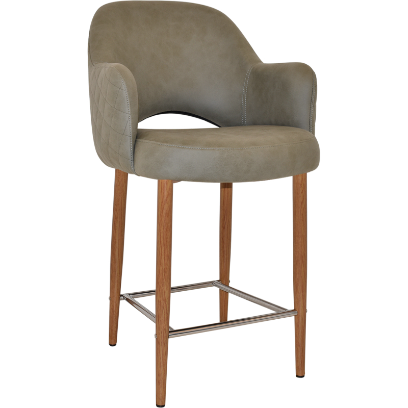 Albury Arm Stool 65cm Light Oak Metal Leg - Image 5