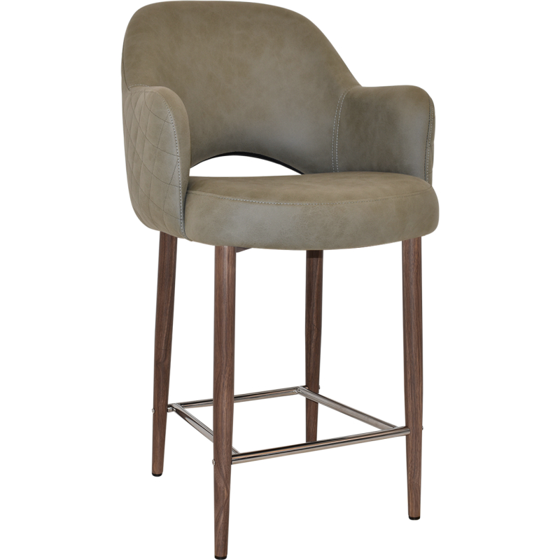 Albury Arm Stool 65cm Light Walnut Metal Leg - Image 5