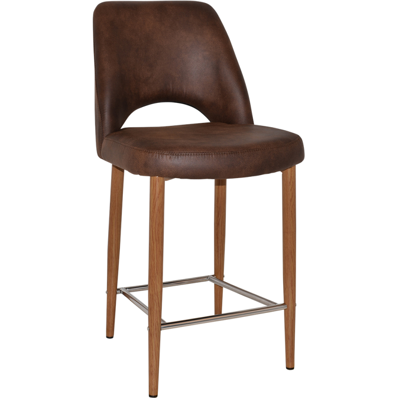 Albury Stool 65cm High Light Oak Metal Leg - Image 8