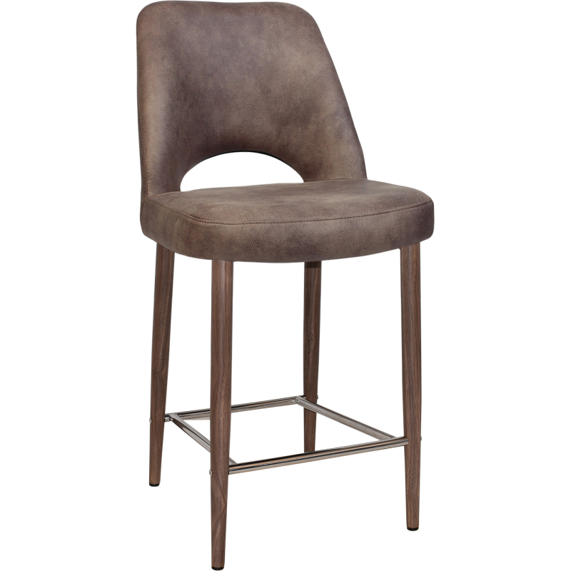 Albury Stool 65cm High Light Walnut Metal Leg - Image 5