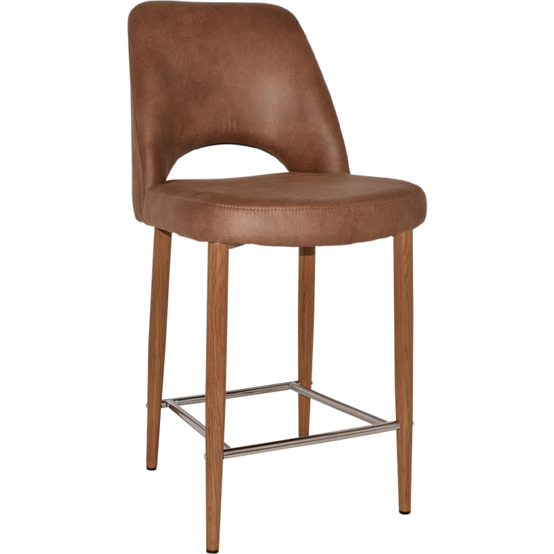 Albury Stool 65cm High Light Oak Metal Leg - Image 6
