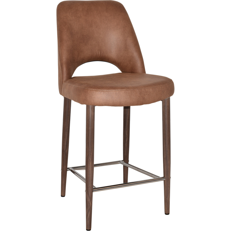 Albury Stool 65cm High Light Walnut Metal Leg - Image 6