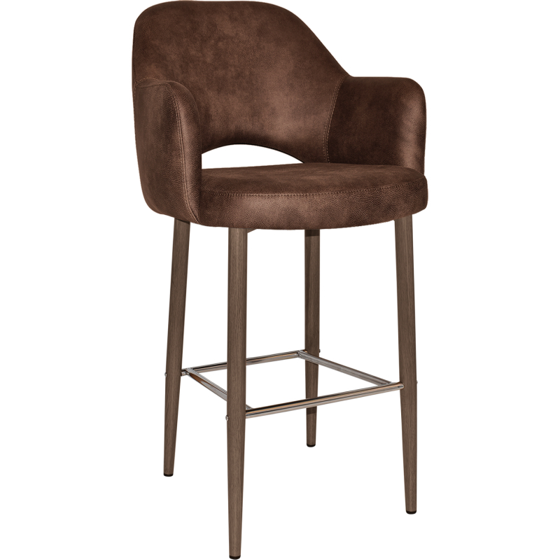 Albury Arm Stool 75cm Light Walnut Metal Leg