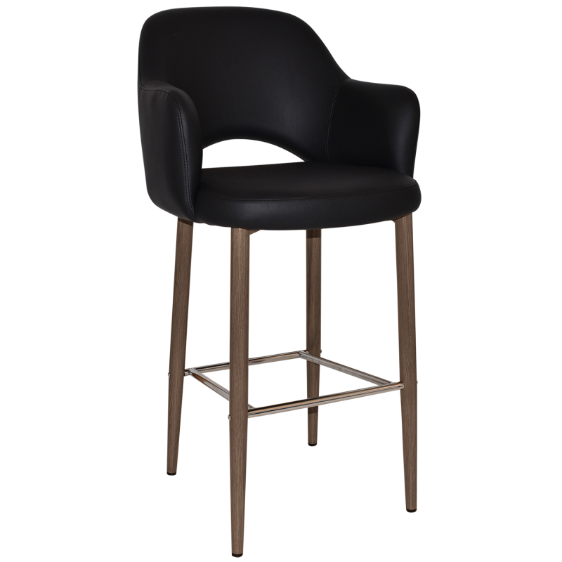 Albury Arm Stool 75cm Light Walnut Metal Leg - Image 9