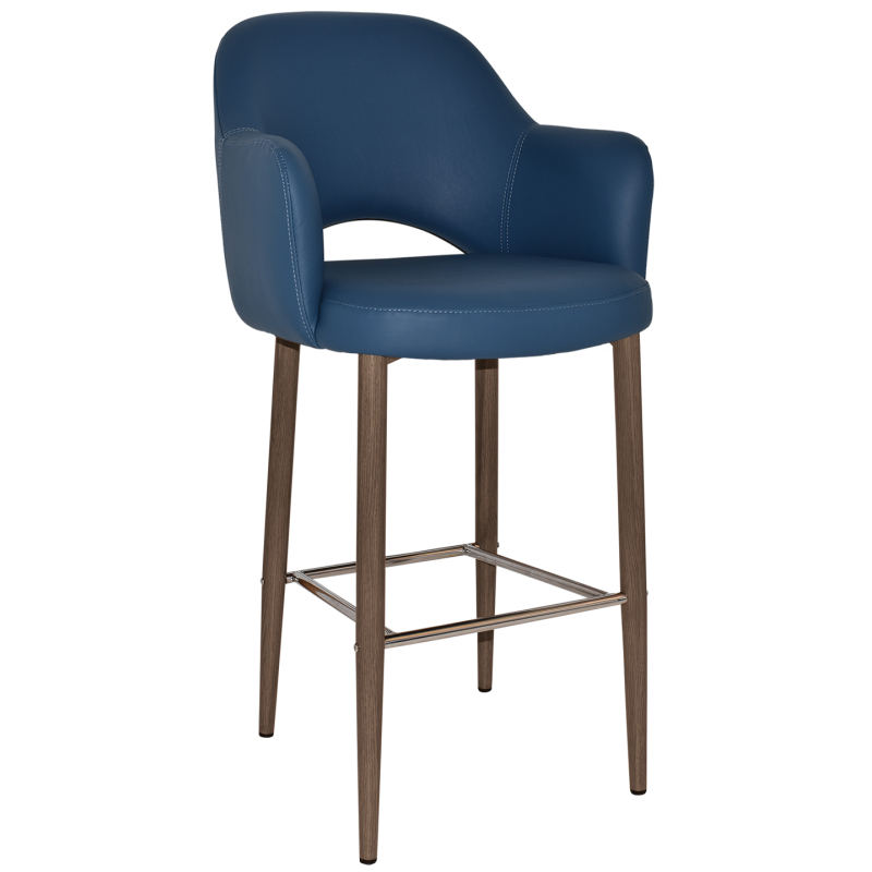 Albury Arm Stool 75cm Light Walnut Metal Leg - Image 11