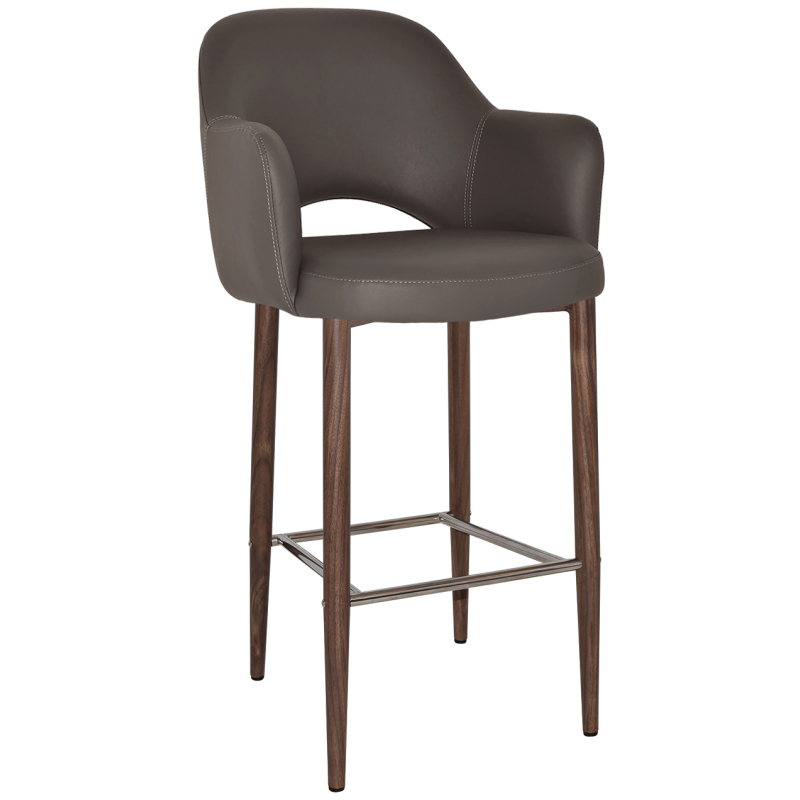 Albury Arm Stool 75cm Light Walnut Metal Leg - Image 10