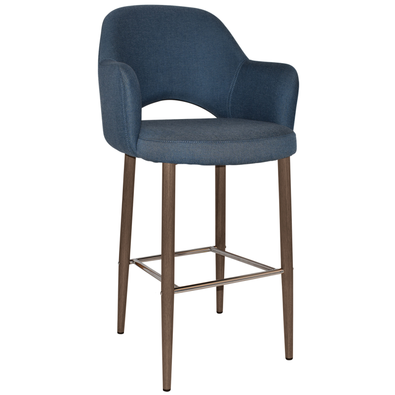 Albury Arm Stool 75cm Light Walnut Metal Leg - Image 6