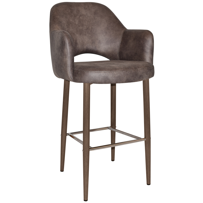 Albury Arm Stool 75cm Light Walnut Metal Leg - Image 3