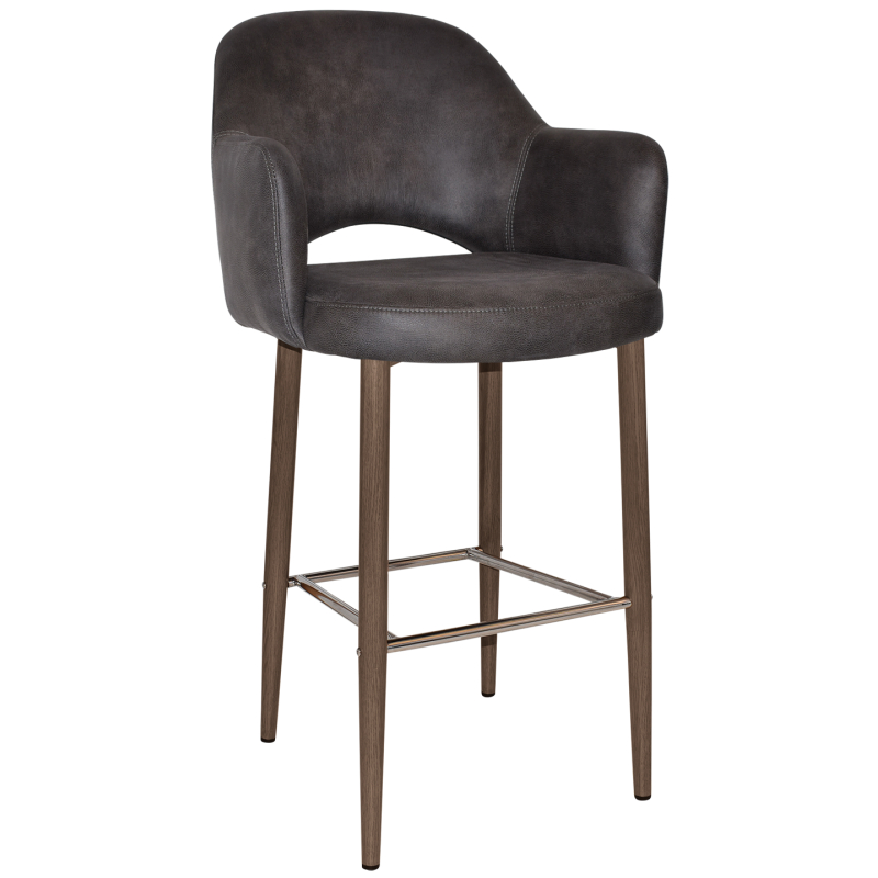 Albury Arm Stool 75cm Light Walnut Metal Leg - Image 4